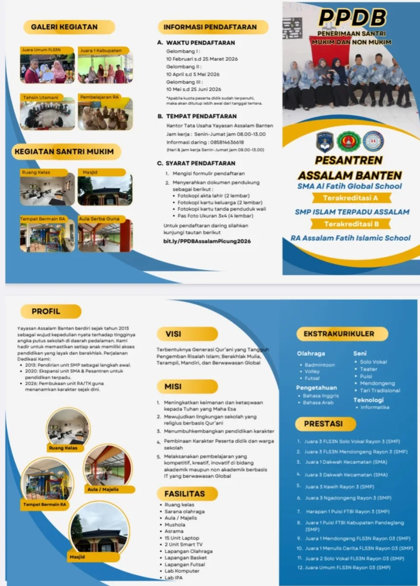 Pesantren Assalam Banten Buka PPDB 2026