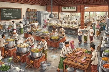 Ilustrasi. Dapur Makan Bergizi Gratis (MBG) yang dikelola sebuah pondok pesantren.